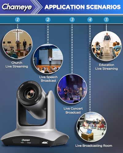 Chameye 4K PTZ Camera 20x Optical Zoom with HDMI USB3.0 LAN(IP PoE) for Live Church Worship, Video Conferencing, Educational Activities, Onsite Activities, YouTube OBS vMix Live Streaming, C420