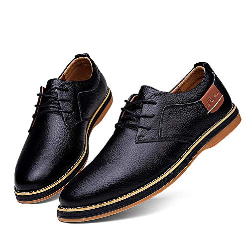 Respctful✿Men Oxford Dress Shoes Leather Lace Up Business Casual Shoes Comfortable Formal PoinShoe Black