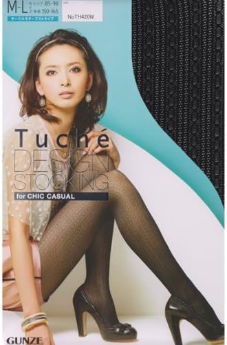 Amazon トゥシェ Tuche Gunze 加藤夏希プロデュース サークルモチーフストライプストッキング ブラック ストッキング 通販