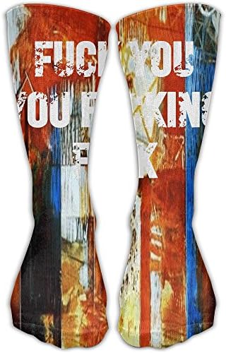 Fuck You You Fucking Fuck Casual Fun Colorful Pattern Design Combed Cotton Crew 12inch Dress Stocking