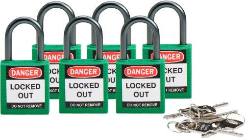 Brady 118956 Green, Brady Compact Safety Lock - Keyed Alike (6 Locks)