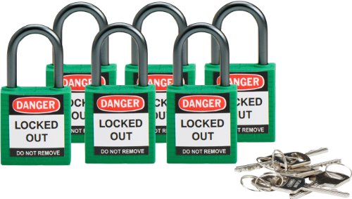 UPC 754473661939, Brady 118956 Green, Brady Compact Safety Lock - Keyed Alike (6 Locks)