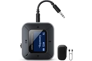 Ifofo Bluetooth Transmitter Receiver for Airplane 2-in-1 Bluetooth 5.3 Wireless Audio Adapter Supports 2 Headphones/Airpods Low Latency Works for 3.5mm Aux for Tv Mp3 Player Gym Equipment Stereo Car