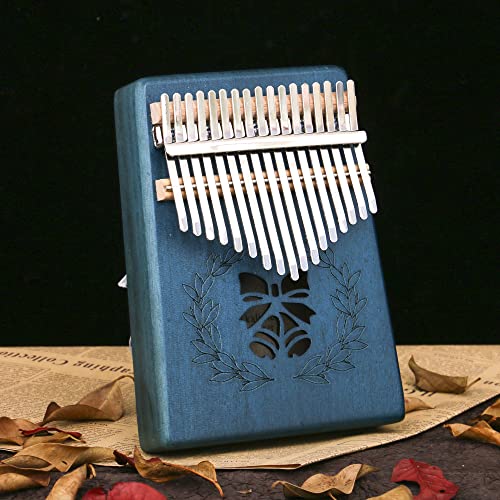 Kalimba Thumb Piano, 17 Key Pocket Pianos Portable Mbira African Finger Piano with Hammer for Beginners Kids Adult - New Style (Bell Royal Blue)