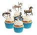 Novelty Carousel Horses Mix 12 Edible Stand up wafer paper cake toppers (5 - 10 BUSINESS DAYS DELIVERY FROM UK)
