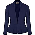 Hybrid & Company Women's Casual Work Office Elegant Open Front Premium Nylon Ponte Stretch Blazer Jacket