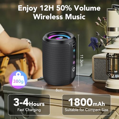 Tiksounds Bluetooth Speaker, Small Music Box, Bluetooth 5.4, 15 W Powerful Bass, with 12 Hours Battery Life, TWS Stereo Surround, IPX7 Waterproof, Outdoor Speaker for Sports/Party/Travel