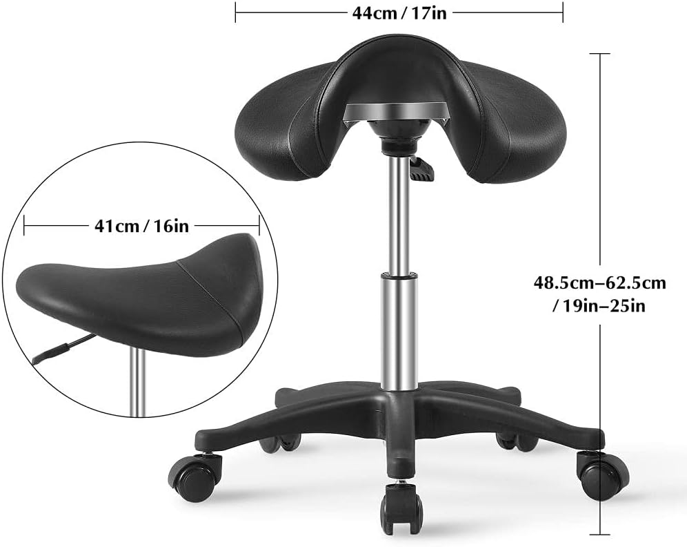 Rolling Stool with Wheels 400lbs Weight Capacity,Heavy Duty Lash Chair Adjustable for Tatoo Lab Massage Salon Spa Drafting Nail Teach,360 Swivel,Leather,Thick Seat Padding: Kitchen & Dining