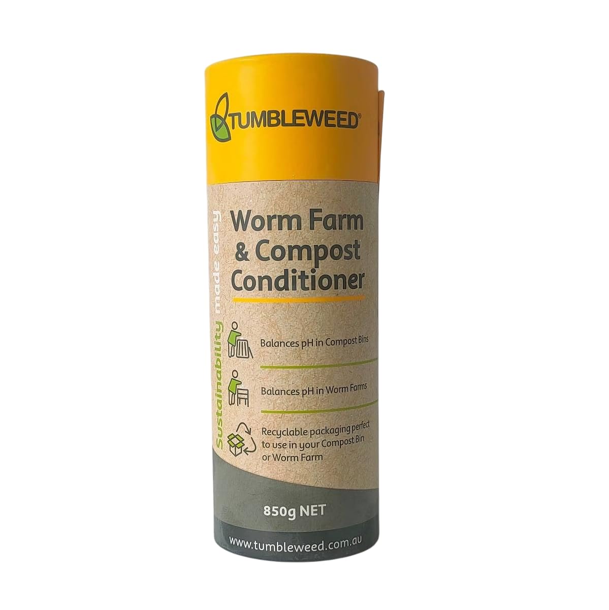 Tumbleweed Worm Farm & Compost Conditioner – Neutralizes Acidity, Balances pH, Enhances Worm Digestion & Reduces Odours – Natural Mineral Blend for Nutrient-Rich Soil & Pest Control - 850g