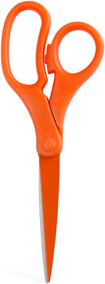 JAM PAPER Multi-Purpose Precision Scissors - 8 Inch - Orange - Ergonomic Handle & Stainless Steel Blades - Sold Individually