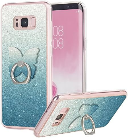 Galaxy S8 Plus Bling Case, S8 Plus Case, Pretty Fashion Glitter Shiny Soft Rubber TPU Anti-Scratch Protective Case with Ring Holder Kickstand for Samsung Galaxy S8 Plus[blue]