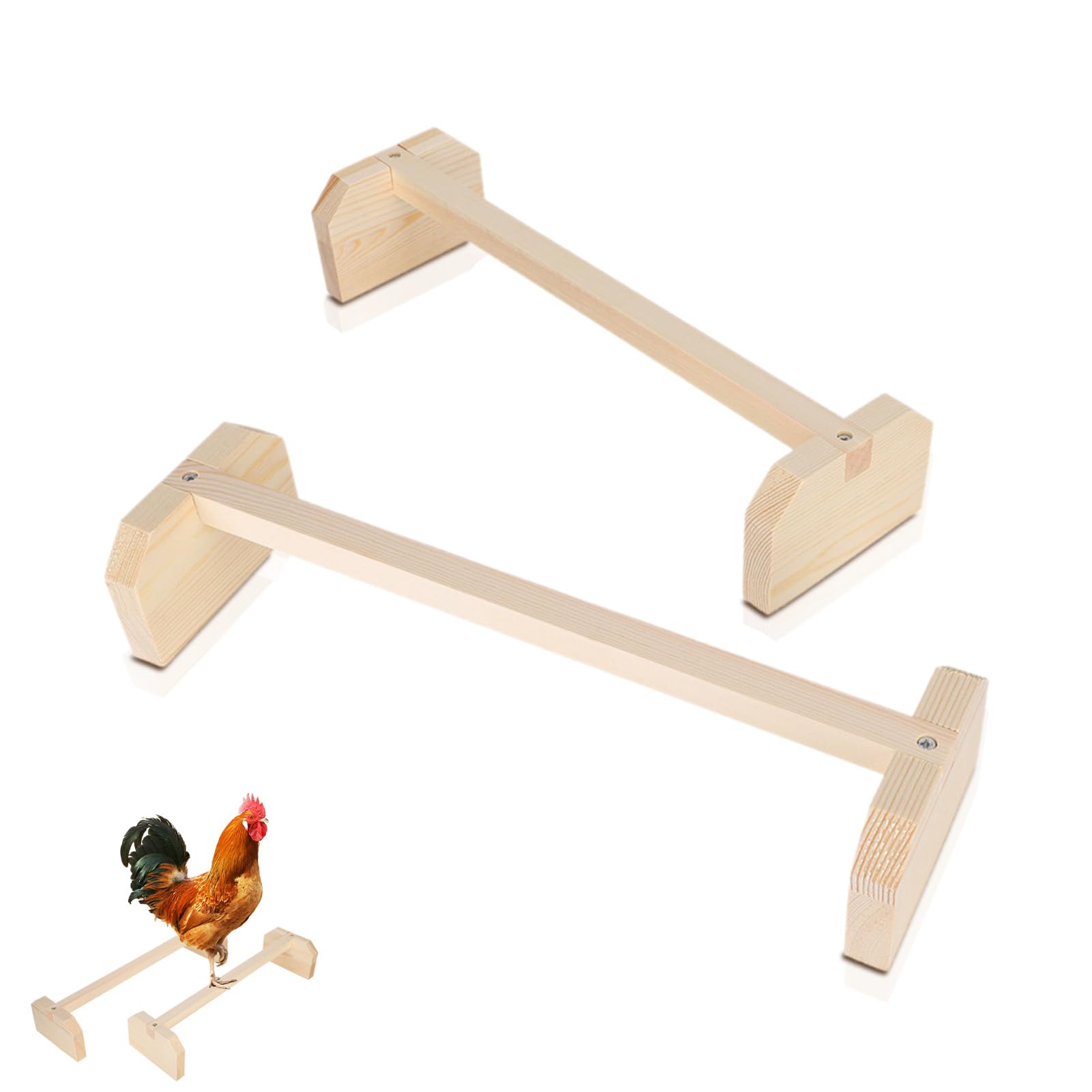 Cyrank Wooden Chicken Perch - Jungle Gym Roosting Toy for Hens - 40x12x8cm