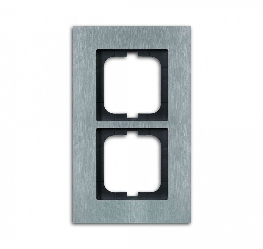 Busch-Jaeger 1722-860 Frame 2gang CARAT Socket Cover, stainless steel