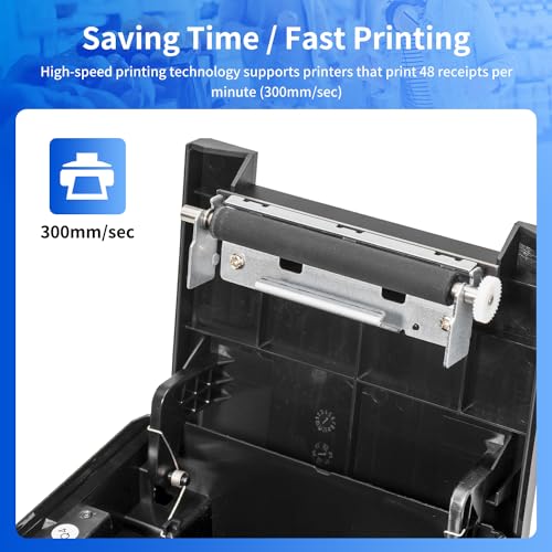 NetumScan 80mm 300mm/s POS Thermal Receipt Printer Thermal Receipt Printer with Automatic Cash Drawer, USB Ethernet Interface, Support Windows/Mac/Linux, Printer from