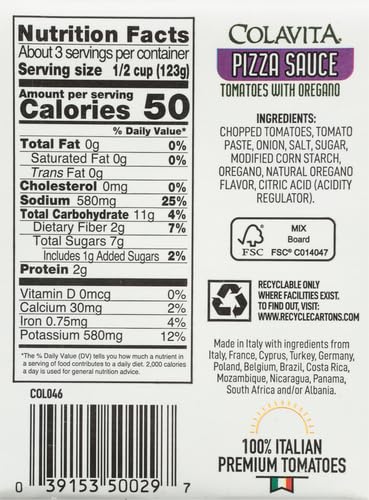 COLAVITA PIZZA SAUCE, 13.76 OUNCE