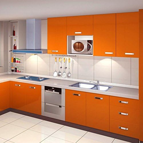 GSYH PVC Self-adhesive Stickers Cabinet Modern Wallpaper,Kitchen Contact Paper Gloss Self Adhesive Cover,2.0 Feet (W) X 16.4 Feet (L),Orange Wallpaper