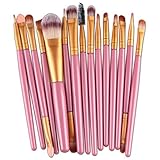 Ec Set Make Up Brushes Eye Shadow Foundation Eyebrow Lip Brush Makeup Brushes Tool 15 pcs (Pink)