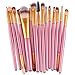Ec Set Make Up Brushes Eye Shadow Foundation Eyebrow Lip Brush Makeup Brushes Tool 15 pcs (Pink)