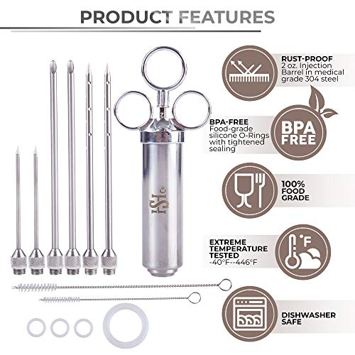 Meat Injector Kit Turkey Marinade Injector Syringe for Food 304