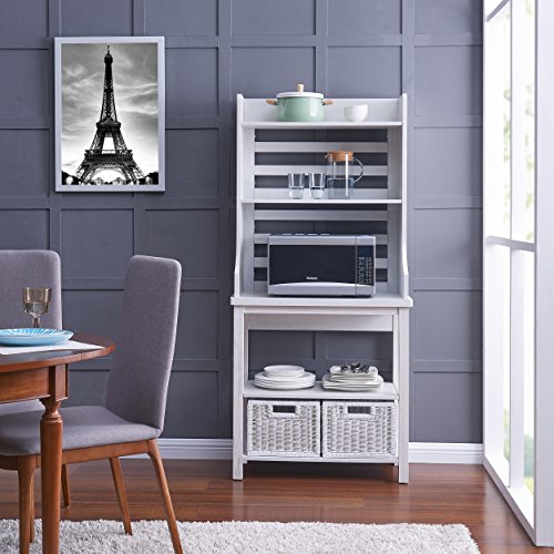 Furniture HotSpot Bakers Rack – White Stain - 30" W x 15" D x 64.5" H