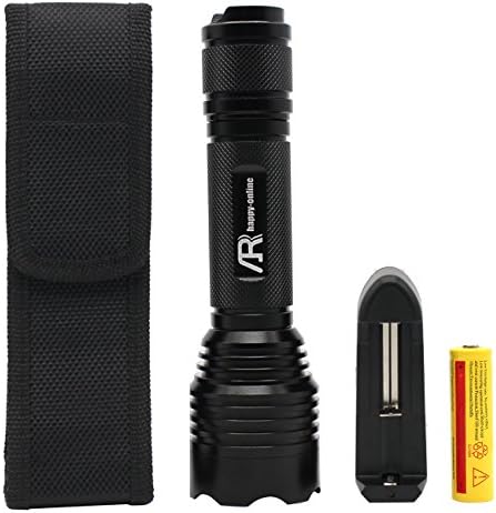 AR happy online C10 LED Flashlight, Tactical Flashlight Torch with Holster, 5 Modes, Water Resistant, Tactical Light Lamp for Outdoor Sports, Hiking, Hunting, and BBQ, Powered by 1Pcs 18650 Battery