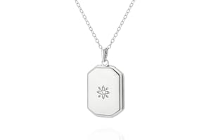 STARepublic 925 Sterling Silver 14K Gold Plated Rectangular Coin Lotus Photo Locket Pendant Necklace
