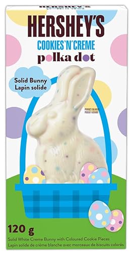 HERSHEY'S Cookies 'N' Creme Polka Dot Bunny, Easter Chocolate, Good for Easter Basket, Chocolate Treat, 120g