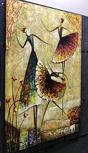Metuu Oil Paintings, Ballet Dancer Girl Paintings Modern Home Decor Wall Art Painting Wood Inside Framed Hanging Wall Decoration Abstract Painting Ready to hang 24x36inch