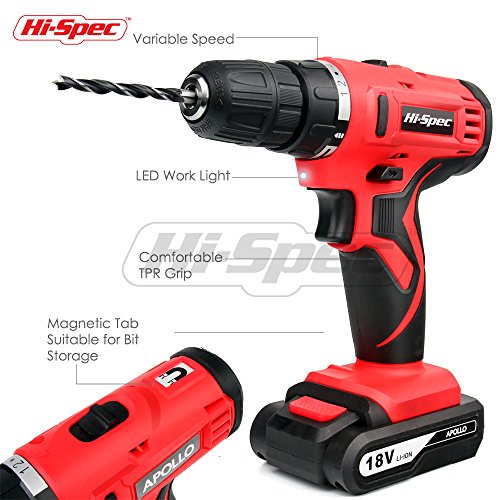 HiSpec 18V Pro Cordless Combo Drill Driver with 1500 mAh LithiumIon