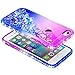 iPhone 6S Case, iPhone 6 Case with Tempered Glass Screen Protector for Girls Women Kids, NageBee Glitter Liquid Waterfall Floating Diamond Durable Moving Quicksand Clear Cute Phone Case -Purple/Blue