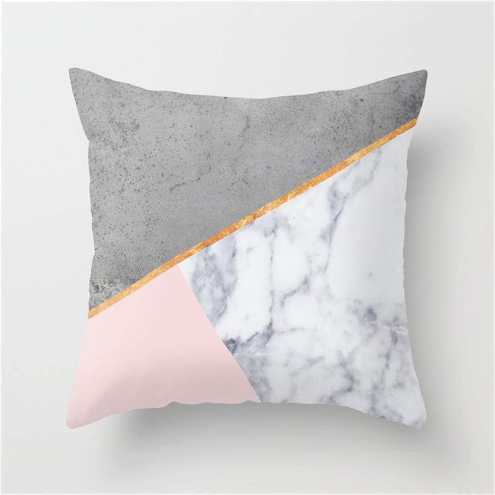 Huisfa Marble Blush Gold Gray Geometric Pillow Cushion Cover Case 18 X 18 inches