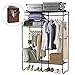 LANGRIA Extra-Large Heavy-Duty Zip Up Closet Shoe Organizer with Detachable Brown Cloth Cover Wardrobe Metal Storage Clothes Rack Armoire with 4 Shelves and 2 Hanging Rods Max Load 463 lbs.