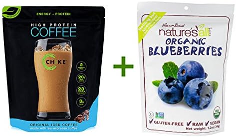 Chike Nutrition High Protein Coffee -- 1.11 lbs, Nature's All Foods Organic Freeze-Dried Raw Blueberries -- 1.2 oz