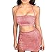 Antopmen Women Sexy Spaghetti Strap Crop Top Side Lace Up Skirt Outfit Two Piece Bodycon Bandage Dress (Medium, Pink)