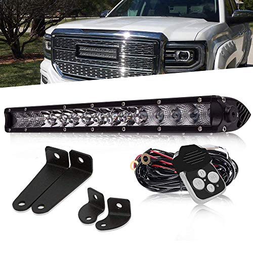 17in 80W Single Row Combo LED Light Bar Slim 3D Optical For GMC Sierra