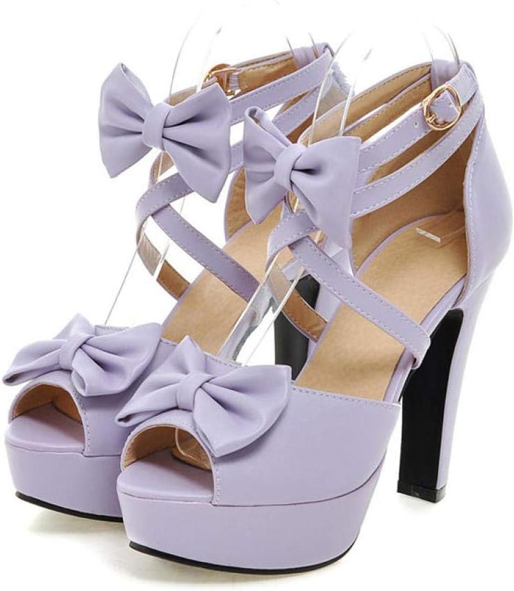 Womens Platform High Heels Pumps Sandals Summer Bowtie Non-Slip Fashion Ankle Strap Buckle Peep Toe Sandal