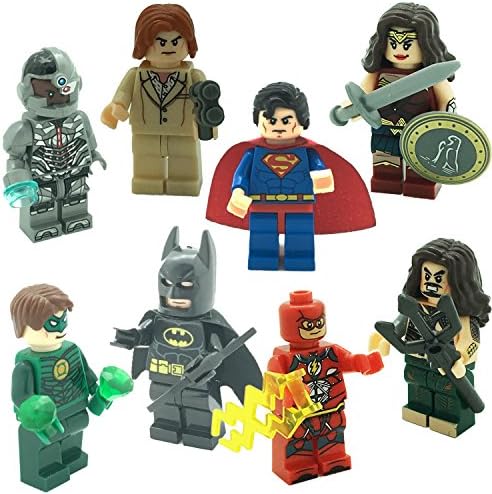 Super Heroes Figures, 8 Set Superheroes League Marvel & DC Minifigures include Hot Avenger -justice Characters Superman, Batman, Wonder Women, Aquaman, Cyborg, The Flush and more Interlocking Blocks