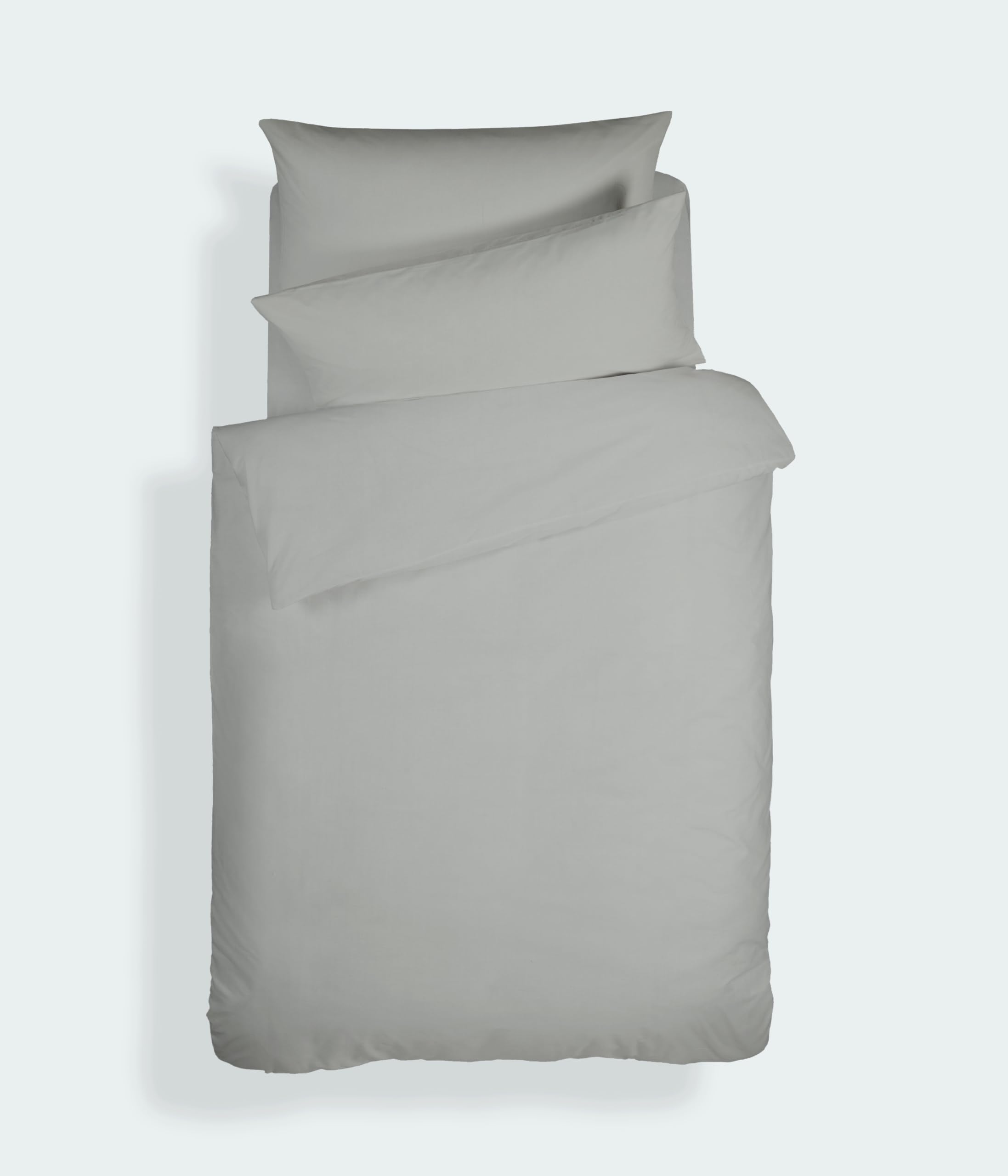 Bianca Plain Dyed Dark Grey Duvet Cover Set for 135 cm Bed 100% Cotton Percale