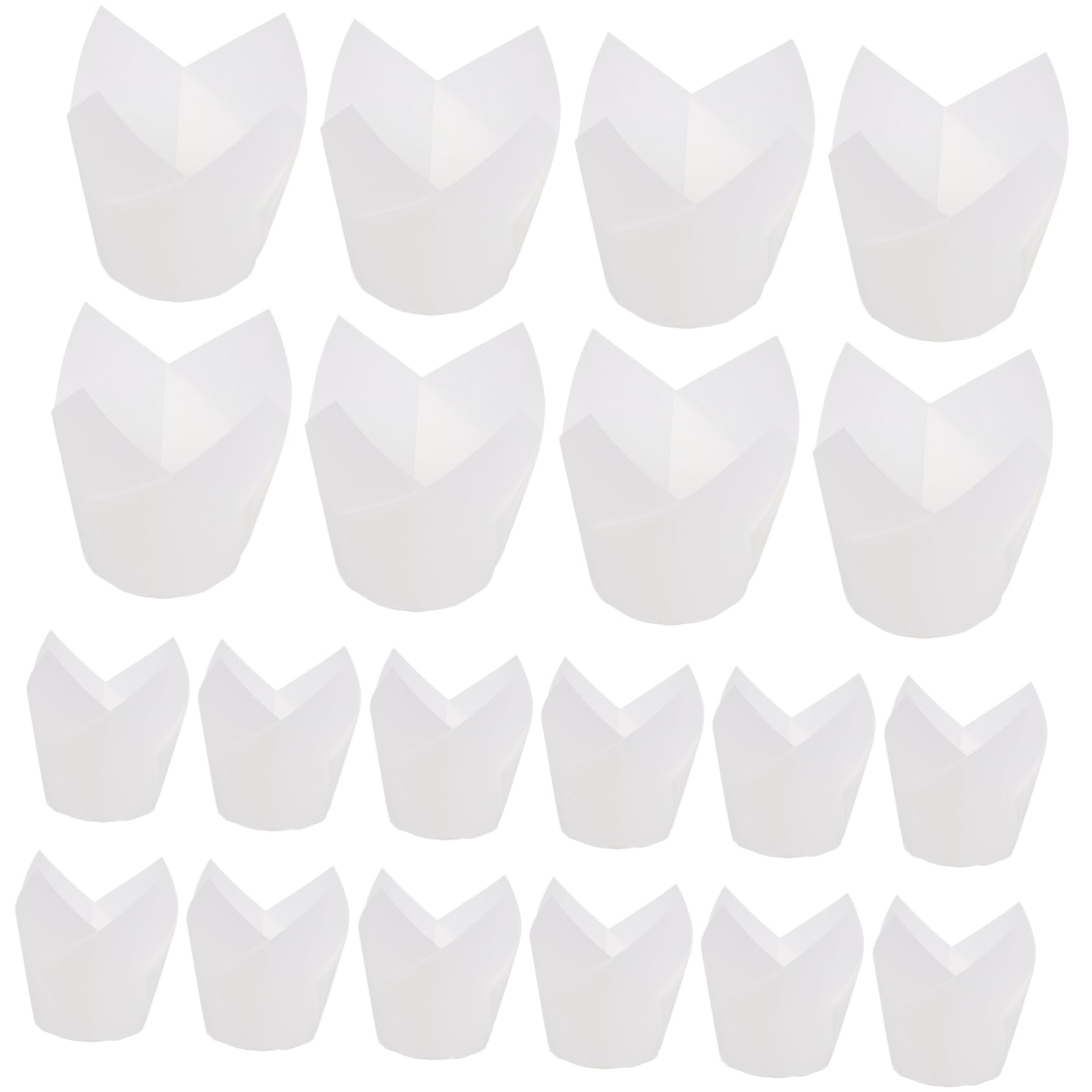 Luxshiny Grease Resistant Wrapper 100pcs Truffle Wrappers Paper Chocolate Candy Cups Flower Shaped Truffle Cups Baking Liners for Parties Cupcakes Muffins Mini Snacks White Cupcake Boxes Bulk