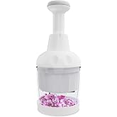 Food Chopper, Handheld Veggie Chopper for Vegetable, Onion, Garlic, Nut, Hand Vegetable Cutter, Dishwasher-safe, Stainless Steel Blade, White.