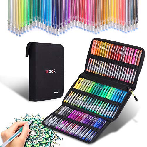 120 Pack Glitter Gel Pens Set 60 Colored Gel Pen with 60 Colorful