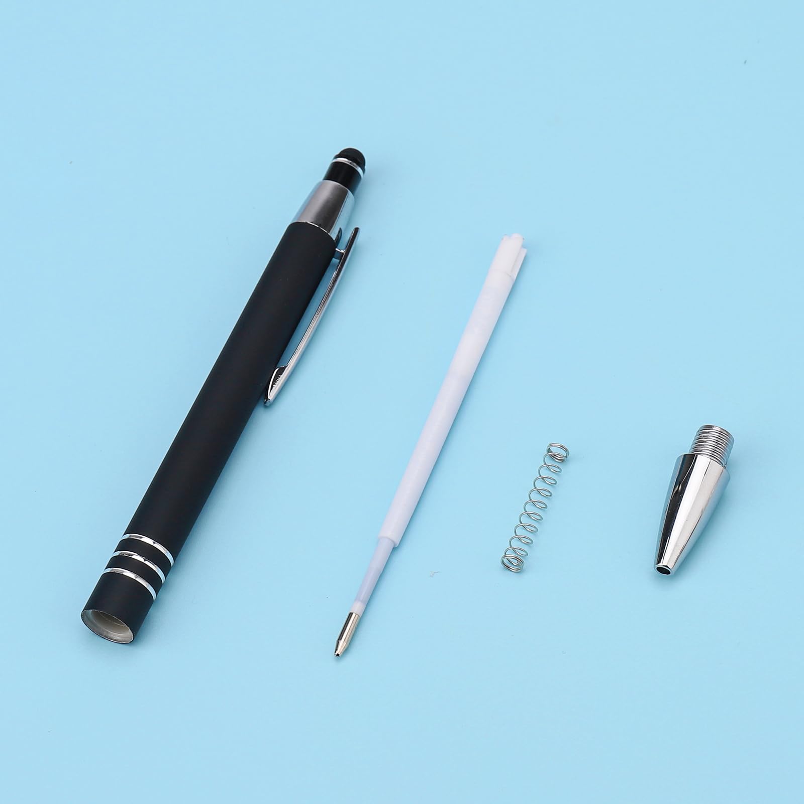 ENLACE Hochwertig Kugelschreiber Set 6 Stück Ergonomischer Kugelschreiber Metall Kulli mit Rutschfeste Griffzone, Druckkugelschreiber mit 10 Stück Kugelschreiberminen für Büro Haushalt, Schwarz 3