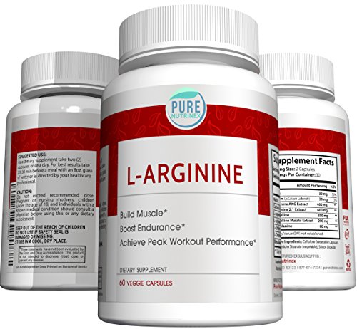 Pure Nutrinex L-Arginine N.O. AAKG and L-Citrulline for Fast Lean Muscle Growth, Peak Workout Performance, Immediate Muscle Recovery, and Best Pumps Ever