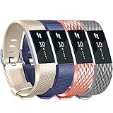 Tobfit Fitbit Charge 2 Bands, Soft Material Classic / Special Edition Fitbit Charge 2 Accessories Wristbands for Fitbit Charge 2 HR, Multi Color, Small / Large (Large, 4 pack# Mix1 Classic & Special)