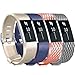 Tobfit Sport Silicone Bands Compatible for Fitbit Charge 2 Classic & Special Edition, 4 Pack, Blue/Champagne/Rose Gold/Grey, Large