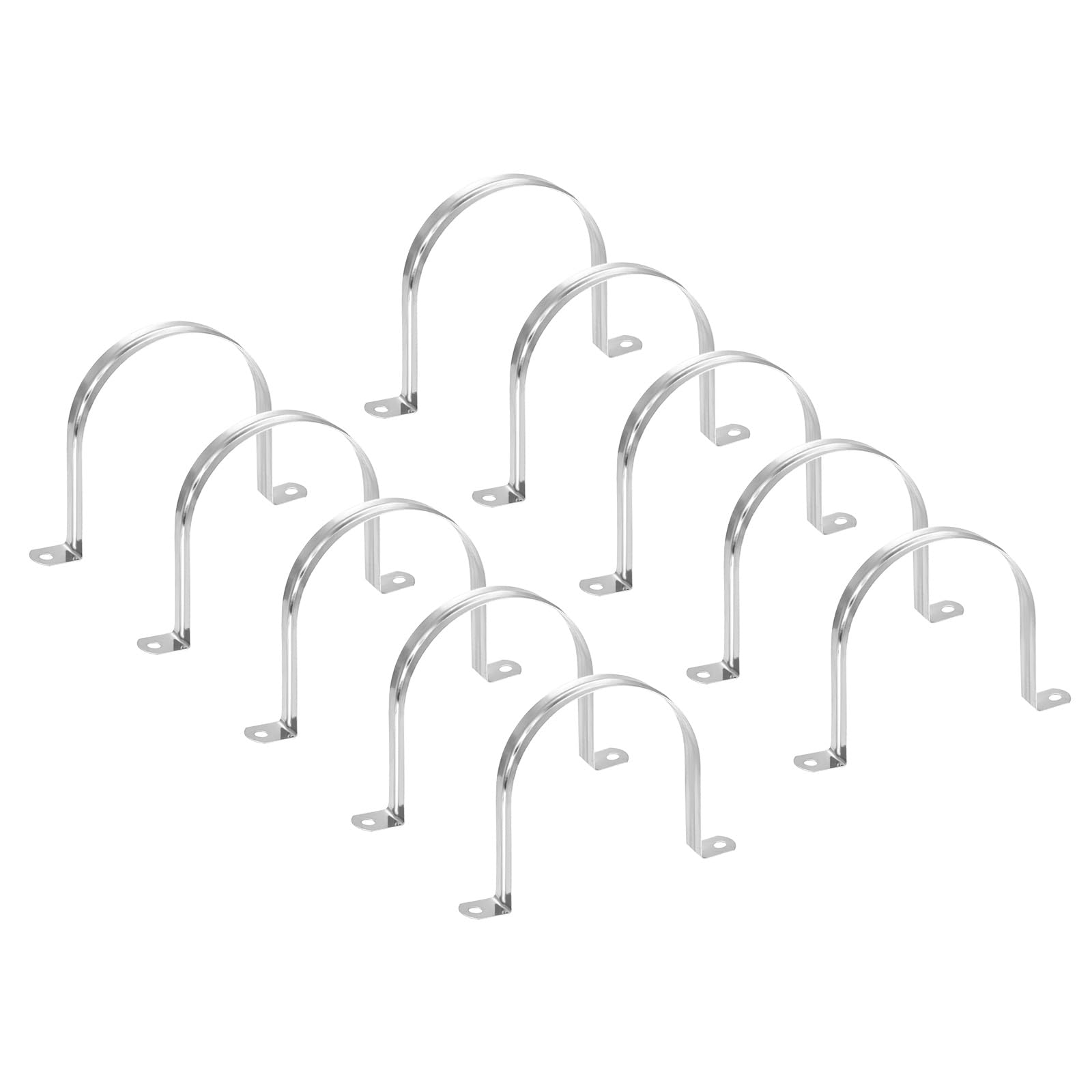 PATIKIL 3.94 inch/100mm Rigid Pipe Strap Clamp, 12 Pcs 304 Stainless Steel Two Hole U-Shape Tube Clip Pipe Fasten Holder for Pipe Fixing