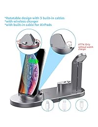Yestan - Base de carga inalámbrica 4 en 1 compatible con Apple Watch y Airpods Estación de carga Qi Fast Wireless Charging Stand Compatible iPhone X XS XR Xs Max 8 8 Plus Rose Gold
