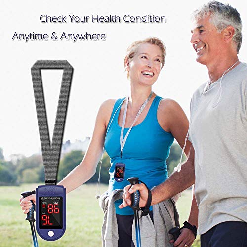 Fingertip Pulse Oximeter Blood Oxygen Saturation Monitor with Batteries Storage Bag and Lanyard