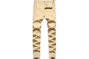Keevoom Mens Stretch Skinny Flat-Front Fashion Style Comfy Solid Casual Slim Fit Business Dress Chinos Pants