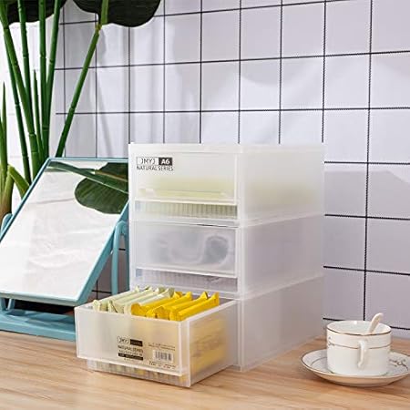 Amazon Co Jp 収納ケース A6サイズ 深型3段 卓上 収納ボックス 小物収納ケース 文房具 ボックス 小物入れ 幅13 5 奥行18 5 高さ27cm ホーム キッチン